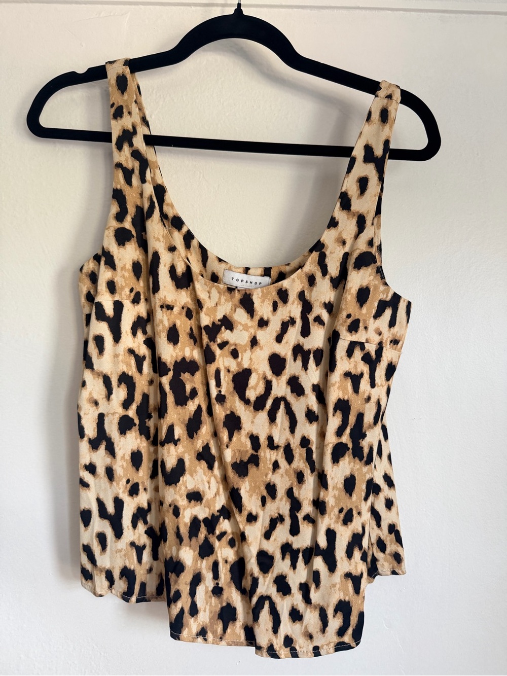 Topshop Leopard Print Scoop Tank - Beige & Black
